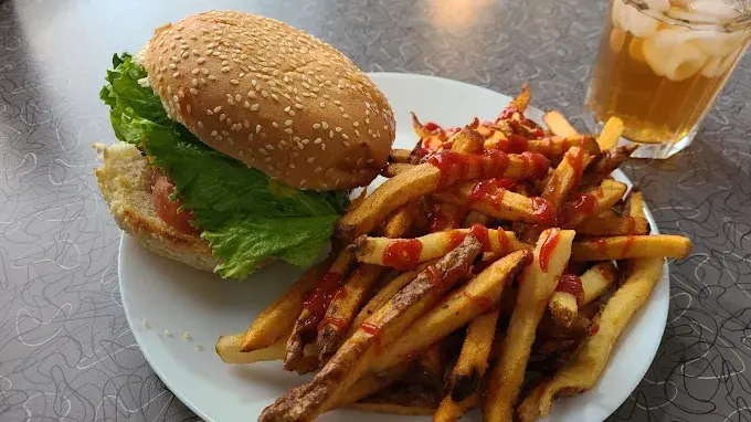 Homemade smash burger at White Star Diner in Winnipeg