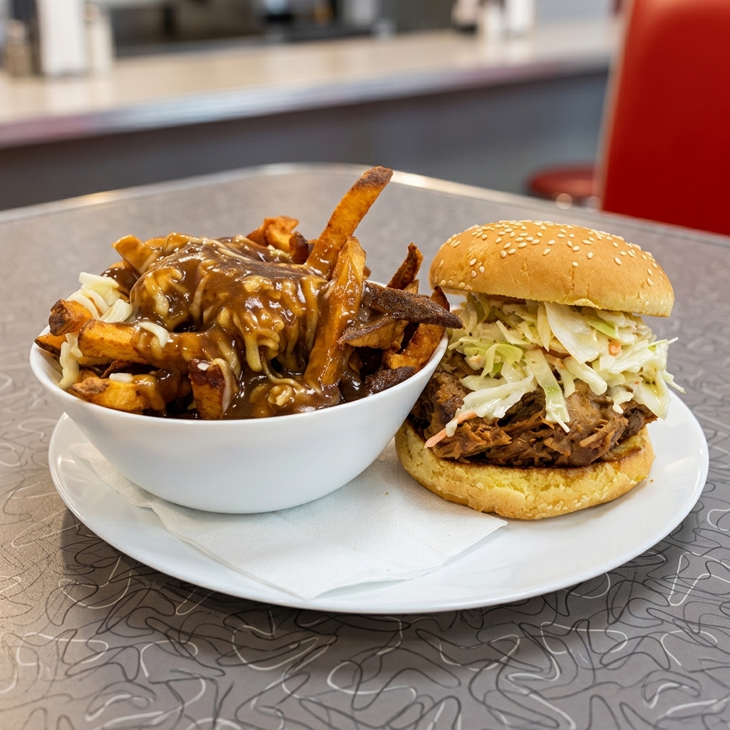 Pulled pork sandwich at White Star Diner in Winnipeg